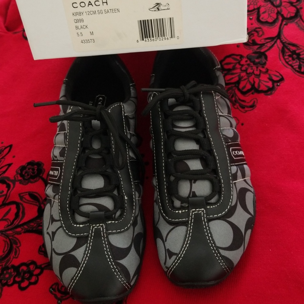 Coach black signature print sneakers Kirby 5.5 new in box - Picture 4 of 8
